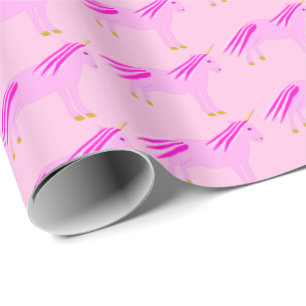 Pretty Pink Baby Girl Unicorn Patterned Wrapping Paper