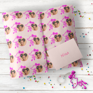 Pretty Pink Ballerina Ballet Shoes Birthday Photo Wrapping Paper