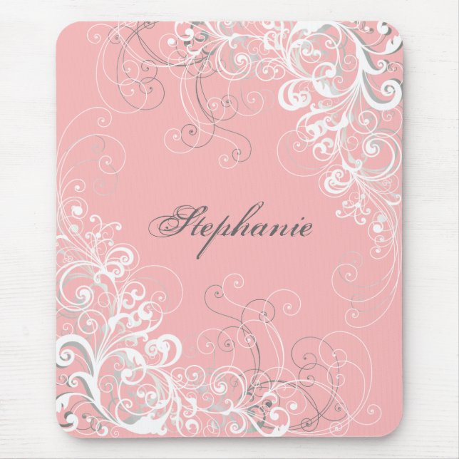 Pretty Pink Baroque Mouse Pad (Front)