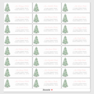 Pretty Pink Baubles Holiday Tree Address Labels