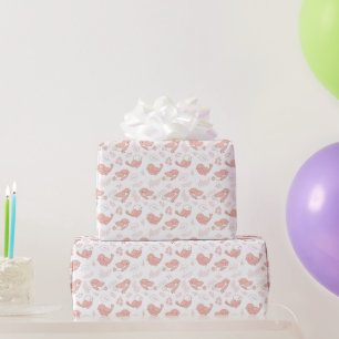 Pretty Pink Birds On White Children's Wrapping Paper