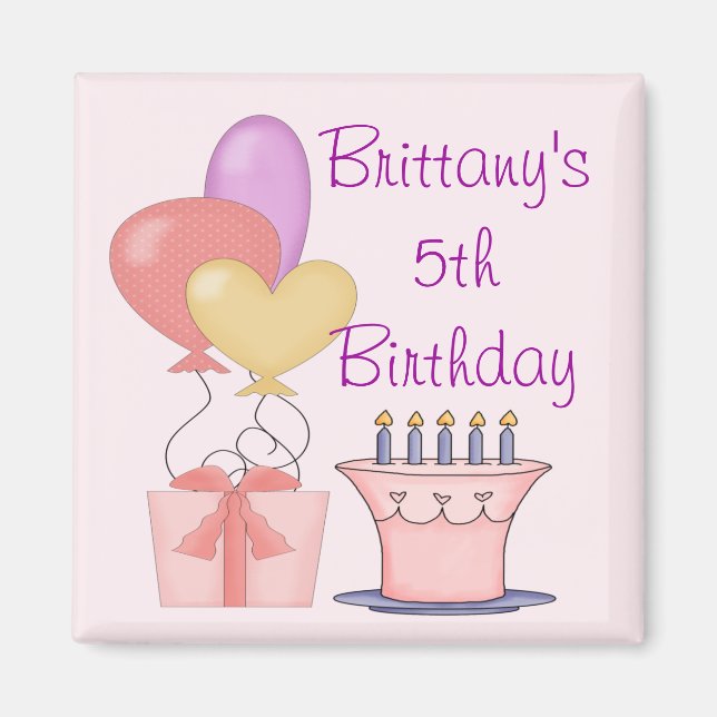 Pretty Pink Birthday Magnet (Front)