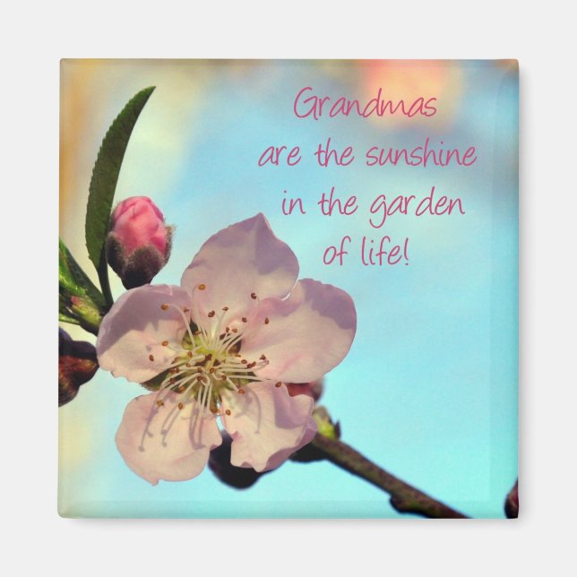 Pretty Pink Blossom Grandma Magnet Gift (Front)