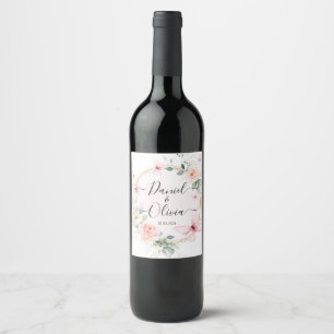 Pretty Pink Blue Butterfly Monogram Wine Label