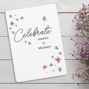 Pretty Pink Blue Butterfly Wedding Invitation