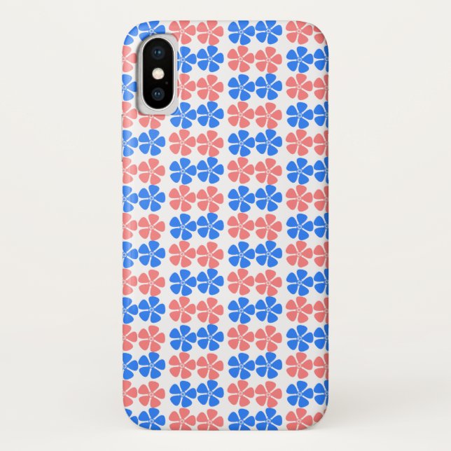 Pretty Pink Blue Floral Design Case-Mate iPhone Case (Back)