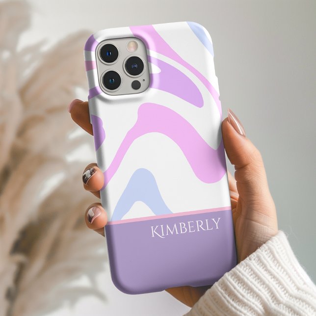 Pretty Pink Blue Purple Abstract Personalized Case-Mate iPhone Case (Creator Uploaded)