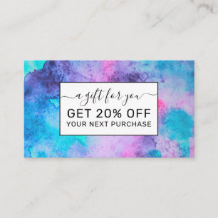Pretty Pink Blue Purple Salty Watercolor Art Discount Card