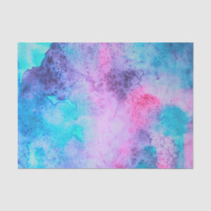 Pretty Pink Blue Purple Salty Watercolor Art Tissue Paper