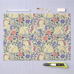 Pretty Pink & Blue Unicorn & Swan Floral Pattern Tissue Paper