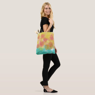 Pretty Pink Blue Yellow Watercolor Tote Bag