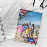 Pretty Pink Blush Blue Flowers Family Photo Planner<br><div class="desc">Pretty floral planner personalised with your photo and the year with pretty flowers in pink,  blush,  coral,  blue,  and yellow.</div>