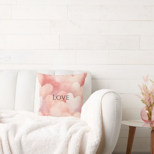 Pretty Pink Blush Hearts Cushion (Couch)
