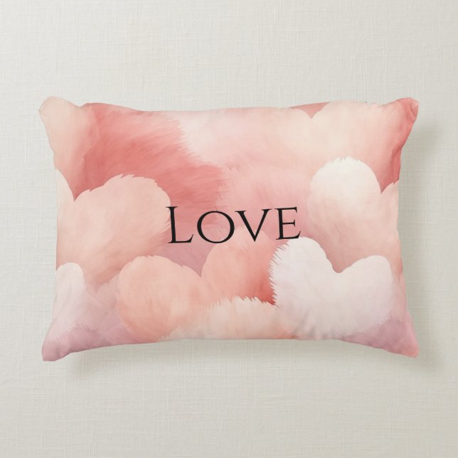 Pretty Pink Blush Hearts Decorative Cushion (Front)