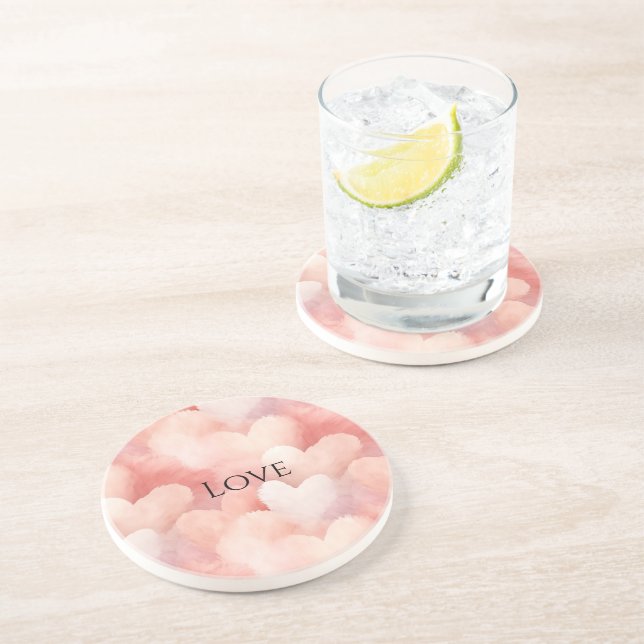 Pretty Pink Blush Hearts Love Coaster (Side)
