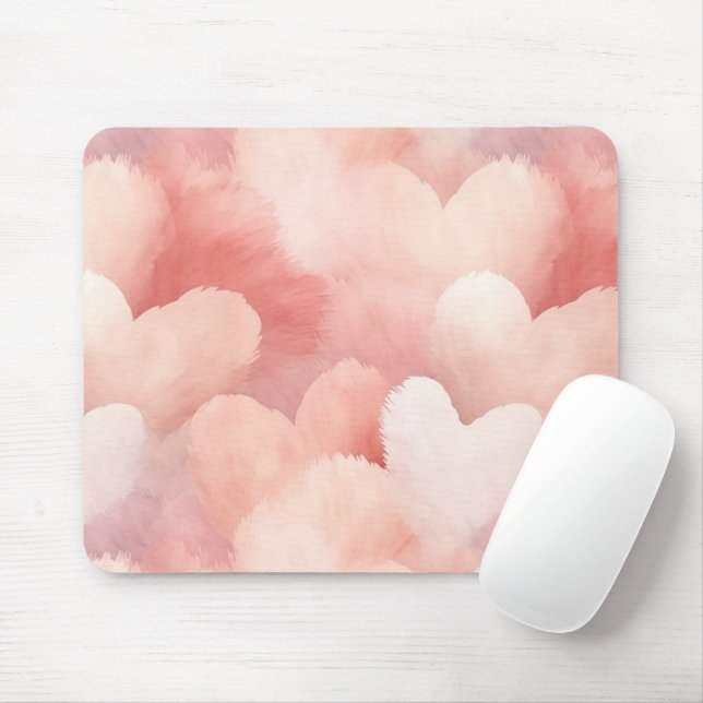 Pretty Pink Blush Hearts Mouse Pad (With Mouse)