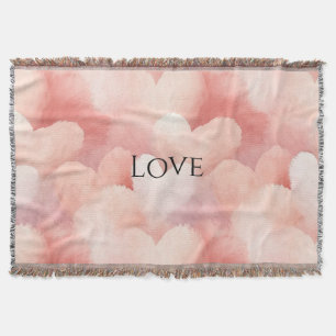 Pretty Pink Blush Hearts Throw Blanket