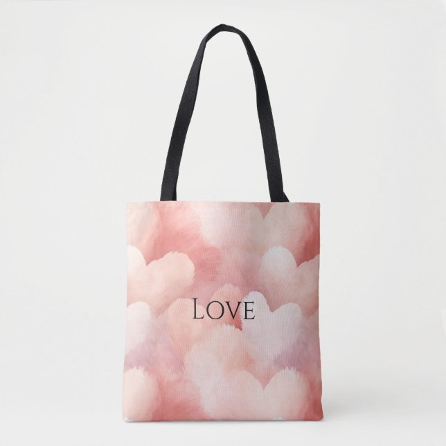 Pretty Pink Blush Hearts Tote Bag (Front)