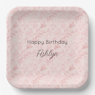 Pretty pink blush pearl birthday paper plate