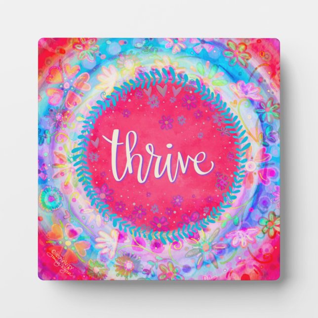 Pretty Pink Bohemian Thrive Inspirivity Easel Plaque (Front)