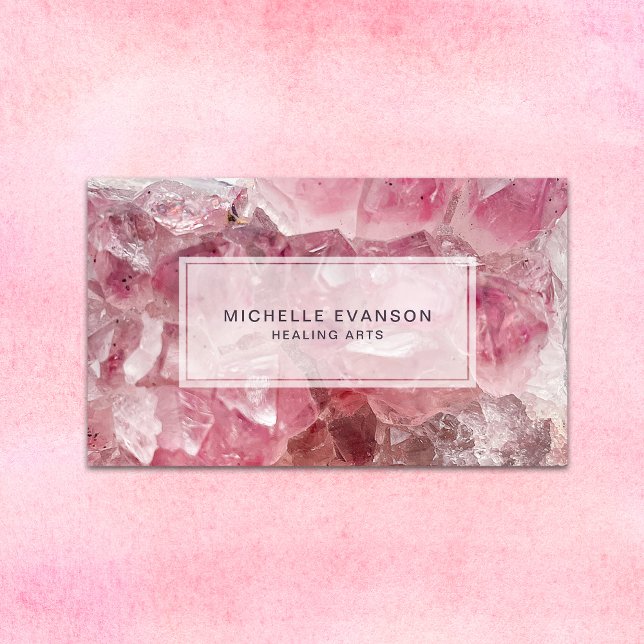 Pretty Pink Boho Crystal Healing Arts Business Card (Creator Uploaded)