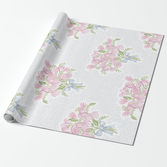 Pretty Pink Bouquet Wrapping Paper (Unrolled)