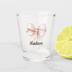 Pretty Pink Bow Personalised Shot Glass