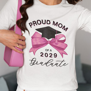 Pretty Pink Bow Proud Mom of Graduate T-Shirt
