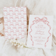 Pretty Pink Bow Ribbon Girl Baby Shower