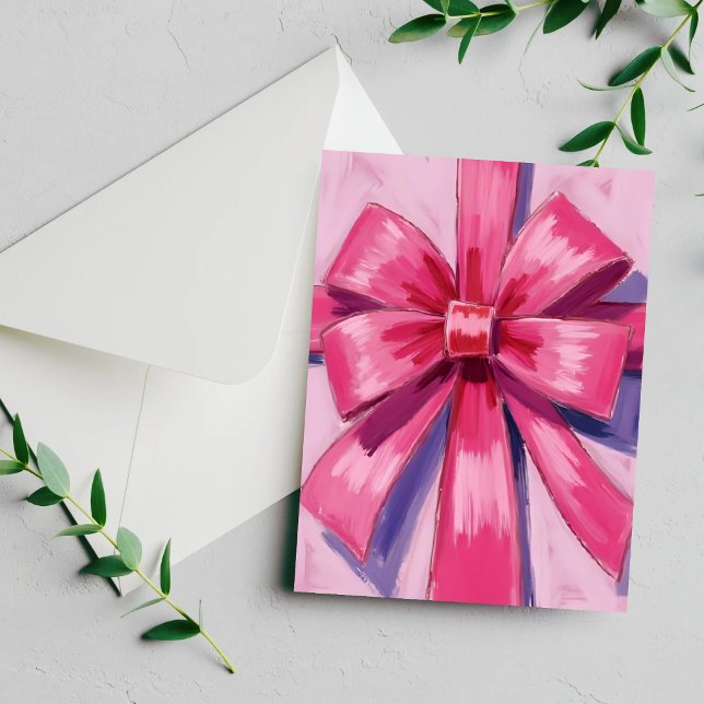 Pretty Pink Bow Ribbon Watercolor Card (Creator Uploaded)