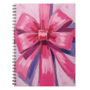 Pretty Pink Bow Ribbon Watercolor Notebook