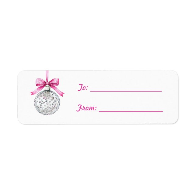 Pretty Pink Bow Silver Ornament Christmas (Front)
