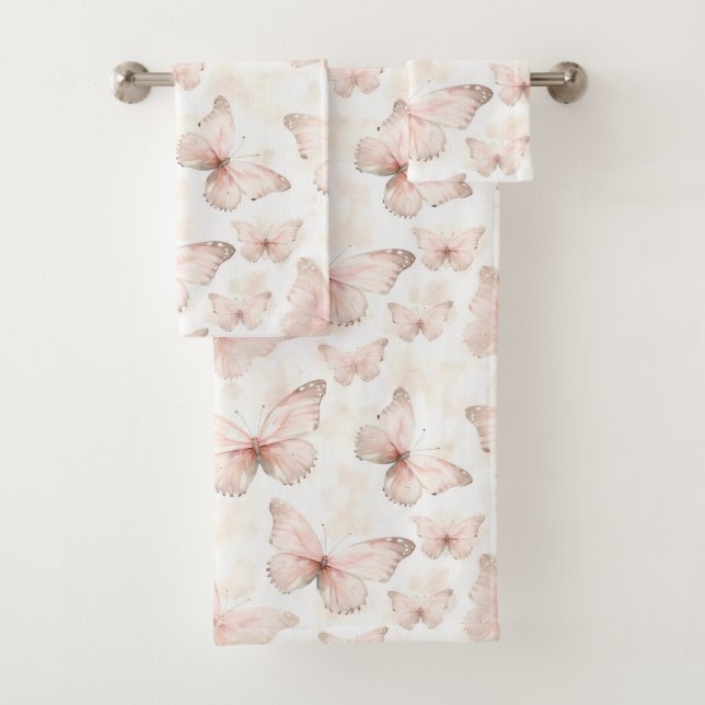 Pretty Pink Butterflies   Bath Towel Set (Insitu)
