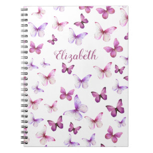 Pretty Pink Butterflies Custom Name Notebook