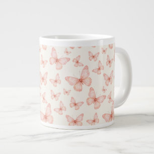 Pretty pink butterflies large coffee mug