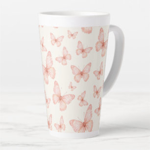 Pretty pink butterflies latte mug