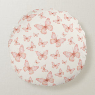 Pretty pink butterflies round cushion