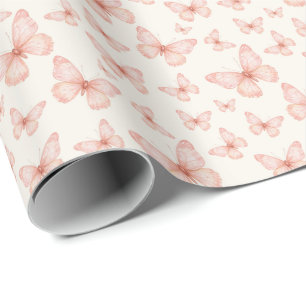 Pretty pink butterflies wrapping paper