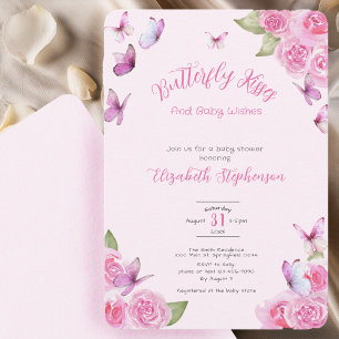 Pretty Pink Butterfly Baby Shower Invitation