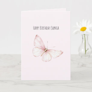 Pretty Pink Butterfly Birthday Card