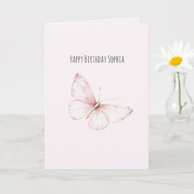Pretty Pink Butterfly Birthday Card (Small Plant)