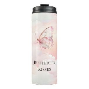 Pretty Pink Butterfly In The Clouds Thermal Tumbler
