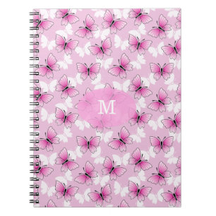 Pretty Pink Butterfly Kawaii Spiral Notebook