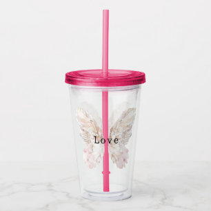 Pretty Pink Butterfly Wings Acrylic Tumbler