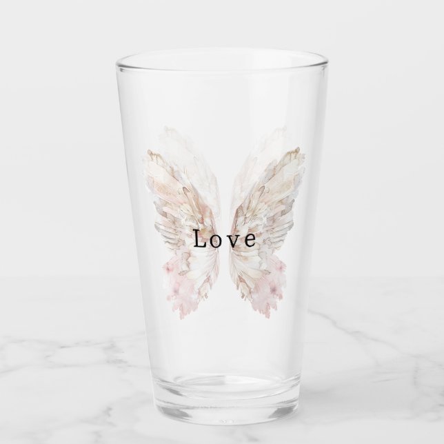 Pretty Pink Butterfly Wings Glass (Front)