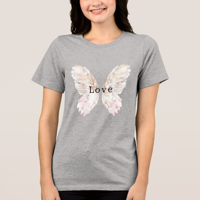 Pretty Pink Butterfly Wings Tri-Blend Shirt (Front)