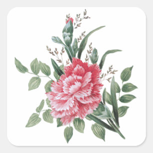 Pretty Pink Carnation Square Sticker
