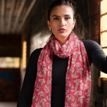 Pretty Pink Carnations on Red Patterned Scarf<br><div class="desc">Add a beautiful touch to your outfit with this patterned scarf. This pattern features my realistic style illustrations of carnation flowers set against a rich crimson red background. The blooms are depicted in shades of pink and mauve on green stems. The rich colour palette gives the print a pretty and...</div>
