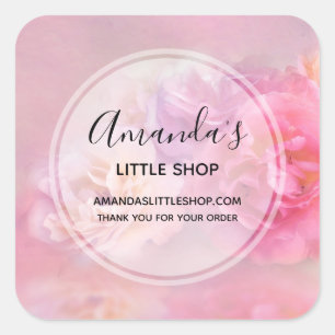 Pretty Pink Carnations Stylish Photograph Business Square Sticker