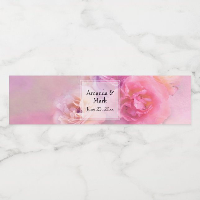 Pretty Pink Carnations Stylish Photograph Water Bottle Label (Single Label)